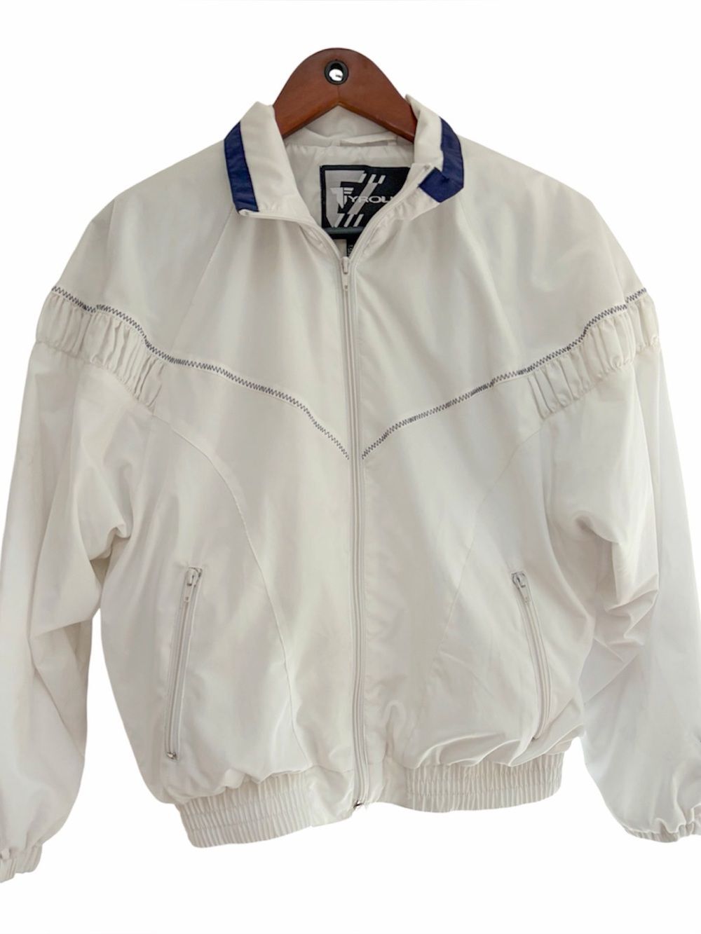 Vintage Tyrolia Ski Jacket M White Navy 80s 90s Après Ski Bomber